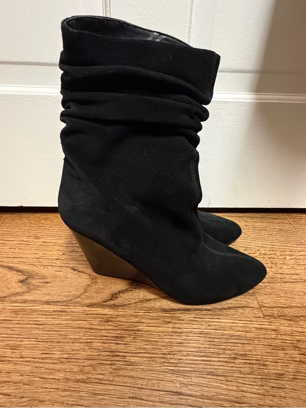 Charles by Charles David Black Suede Slouch Wedge Boots